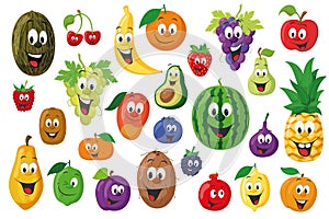 Fruits Characters Collection: Set of 26 different fruits in cartoon style