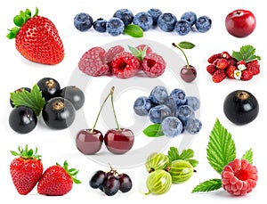 Fruits. Collection of berries on white background