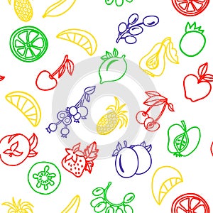 Fruits colorful contour seamless pattern for your design