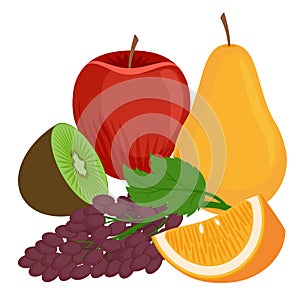 Fruits flat vector icons illustration