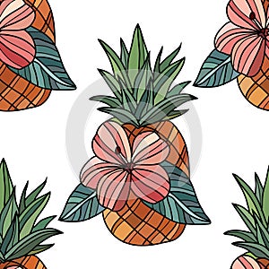 fruits and flowers seamless pattern