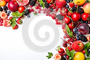 fruits frame on white background