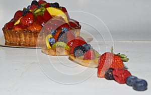 Fruits and fruit cakes in different sizes