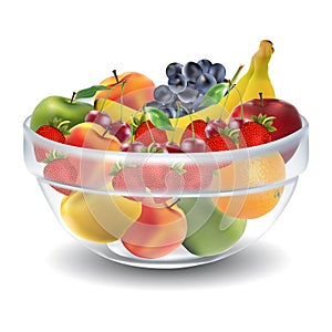 Fruits in glass bowl