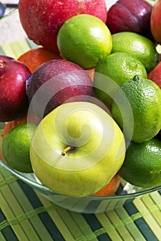 Fruits in a Glass Bowl