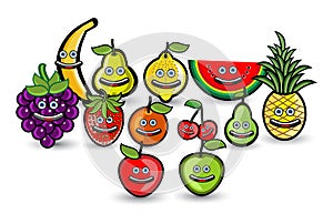 Fruits Group Cartoon Illustration