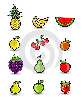 Fruits Group Cartoon Illustration