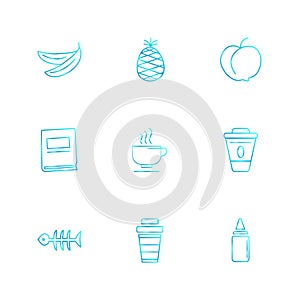 fruits , healthy , health , food , fitness , eps icons set vector