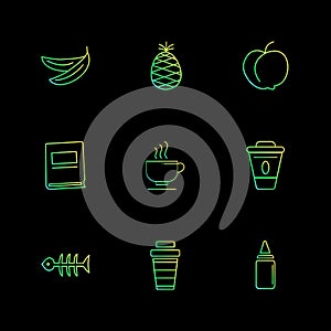 fruits , healthy , health , food , fitness , eps icons set vector