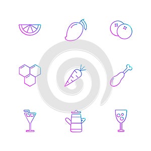 fruits , healthy , health , food , fitness , eps icons set vector