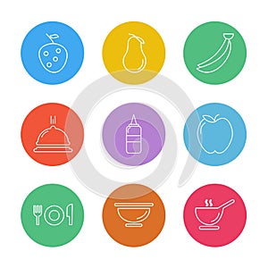 fruits , healthy , health , food , fitness , eps icons set vector