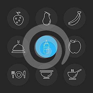 fruits , healthy , health , food , fitness , eps icons set vector