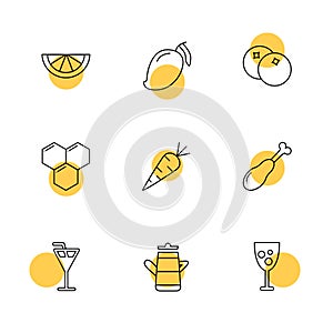 Fruits , healthy , health , food , fitness , eps icons set vector