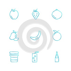 Fruits , healthy , health , food , fitness , eps icons set vector