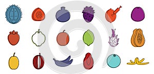 Fruits icon set, color outline style