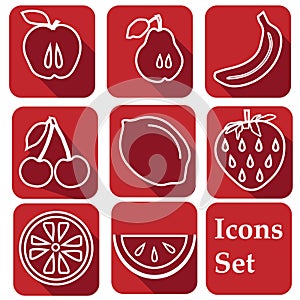 Fruits. Icon set. For design.