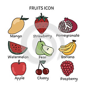 Fruits icon vector illustration set 1
