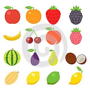 Fruits icons set. Vector