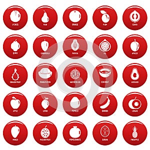 Fruits icons set vetor red