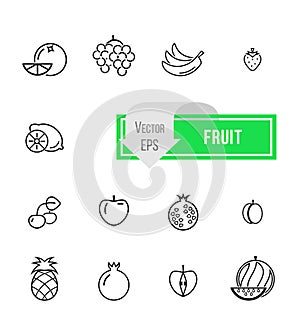 Fruits Icons. Vector Illustration.