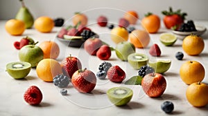 Fruits isolated on a white background. Healthy food. Dieting.