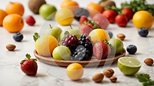 Fruits isolated on a white background. Healthy food. Dieting.