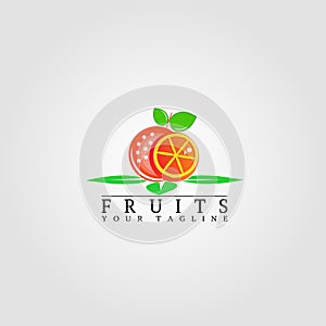 Fruits logo template, vector logo for business corporate, oranges, organic, simple icon juice, element, illustration