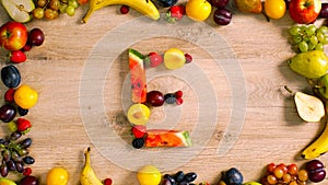 Fruits made letter E