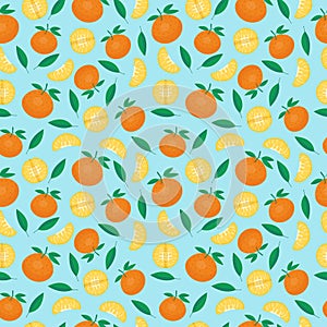 Fruits mandarin seamless patterns