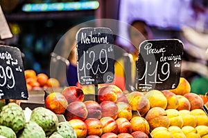 Fruits market, in La Boqueria,Barcelona famous marketplace