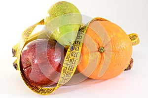 Fruits and meter, diet concept