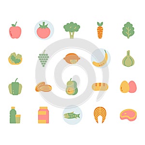 Fruits related icon and symbol set in flat design