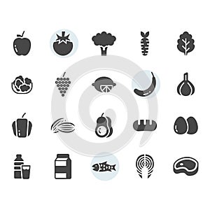 Fruits related icon and symbol set in glyph design