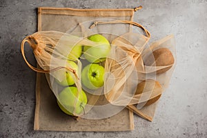 Fruits in reusable bags