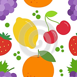 Fruits seamless pattern. Fruit and berry background