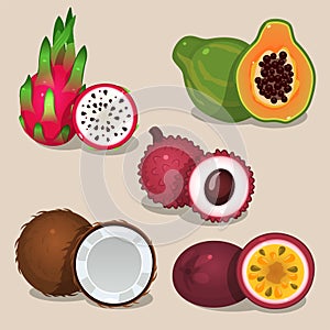 Fruits set on light background