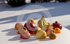Fruits are at snow photo