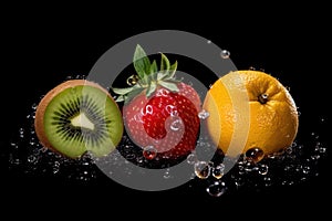 fruits in splash fruits in splash fruit in water