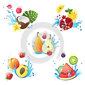 Fruits in splashes