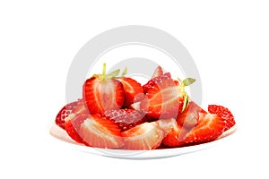Fruits of strawberries isolated on white background