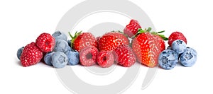 Fruits. Sweet berries on white background. Fresh fruit closeup