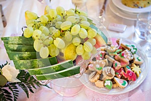 Fruits and sweets on a luxury table