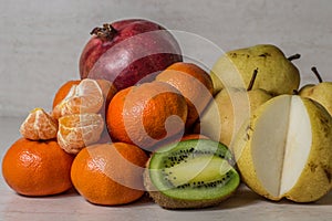 Fruits on the table on a light background