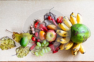 Fruits with textured background.