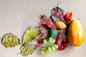 Fruits with textured background.