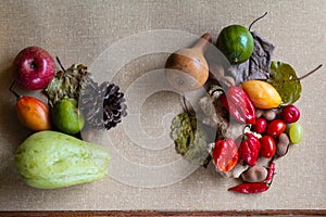 Fruits with textured background.