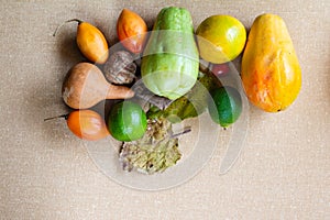 Fruits with textured background.