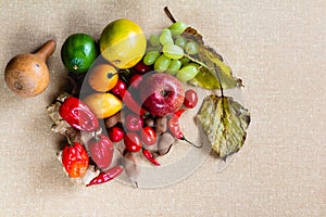 Fruits with textured background.