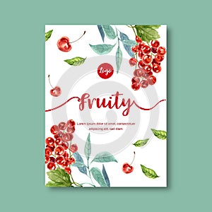 Fruits themed design with cherries in white background for contrasting vector illustration template