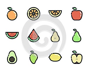 12 custom fruits icons